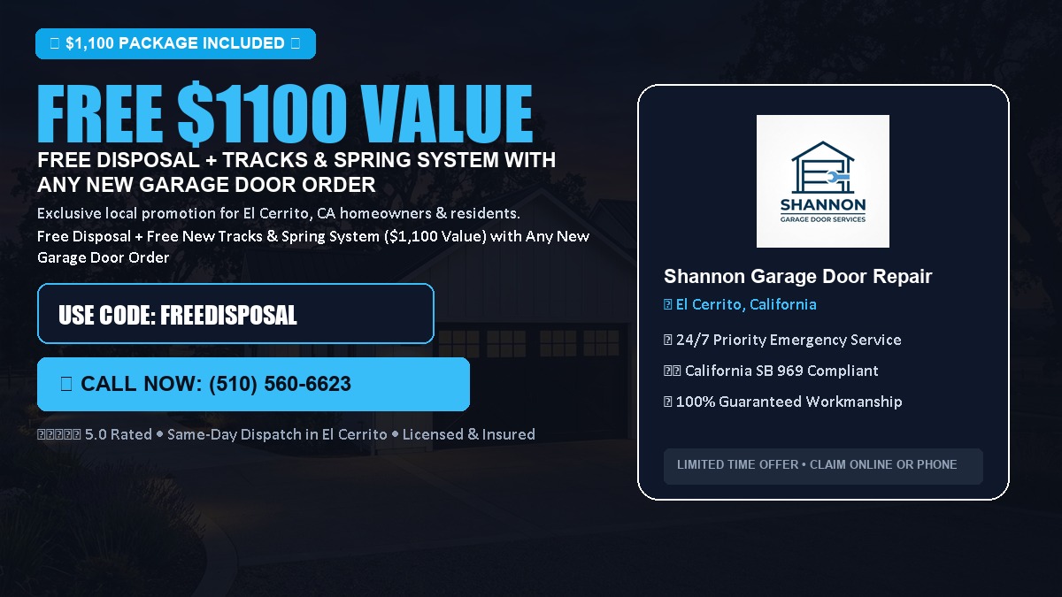 Free Disposal + Free New Tracks & Spring System with Any New Garage Door Order ($1100 Value) in El Cerrito, CA